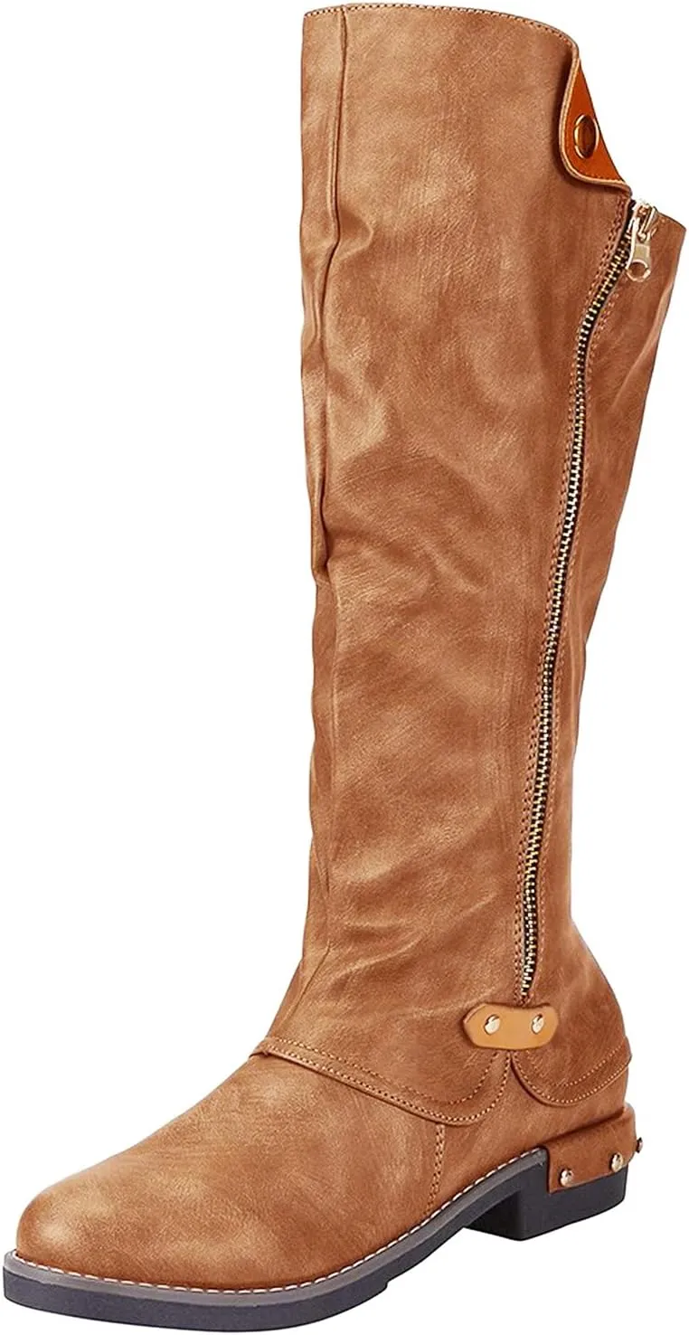 Gibobby Cowboy Boots for Women Low Heel Womens Wedge Ankle Boots V Cut Chunky Heels Tassels Side Zipper Booties 52