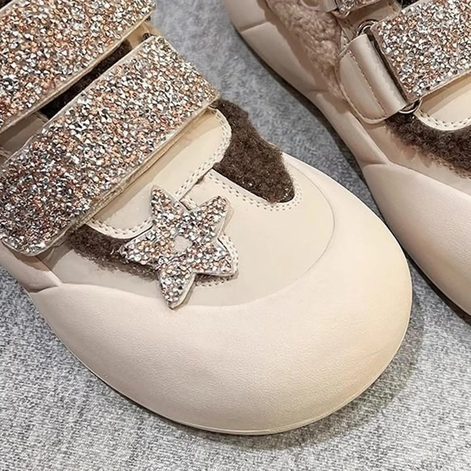 Girls Boys parkle Glitter Sequin Sneakers Toddler/Kids Lined Fuzzy Slip-On Low Top Flat Walking Girls Boots Size 1