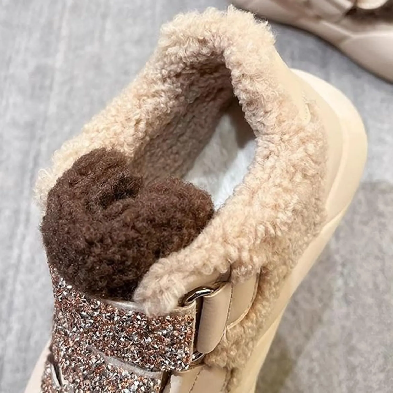 Girls Boys parkle Glitter Sequin Sneakers Toddler/Kids Lined Fuzzy Slip-On Low Top Flat Walking Girls Boots Size 1