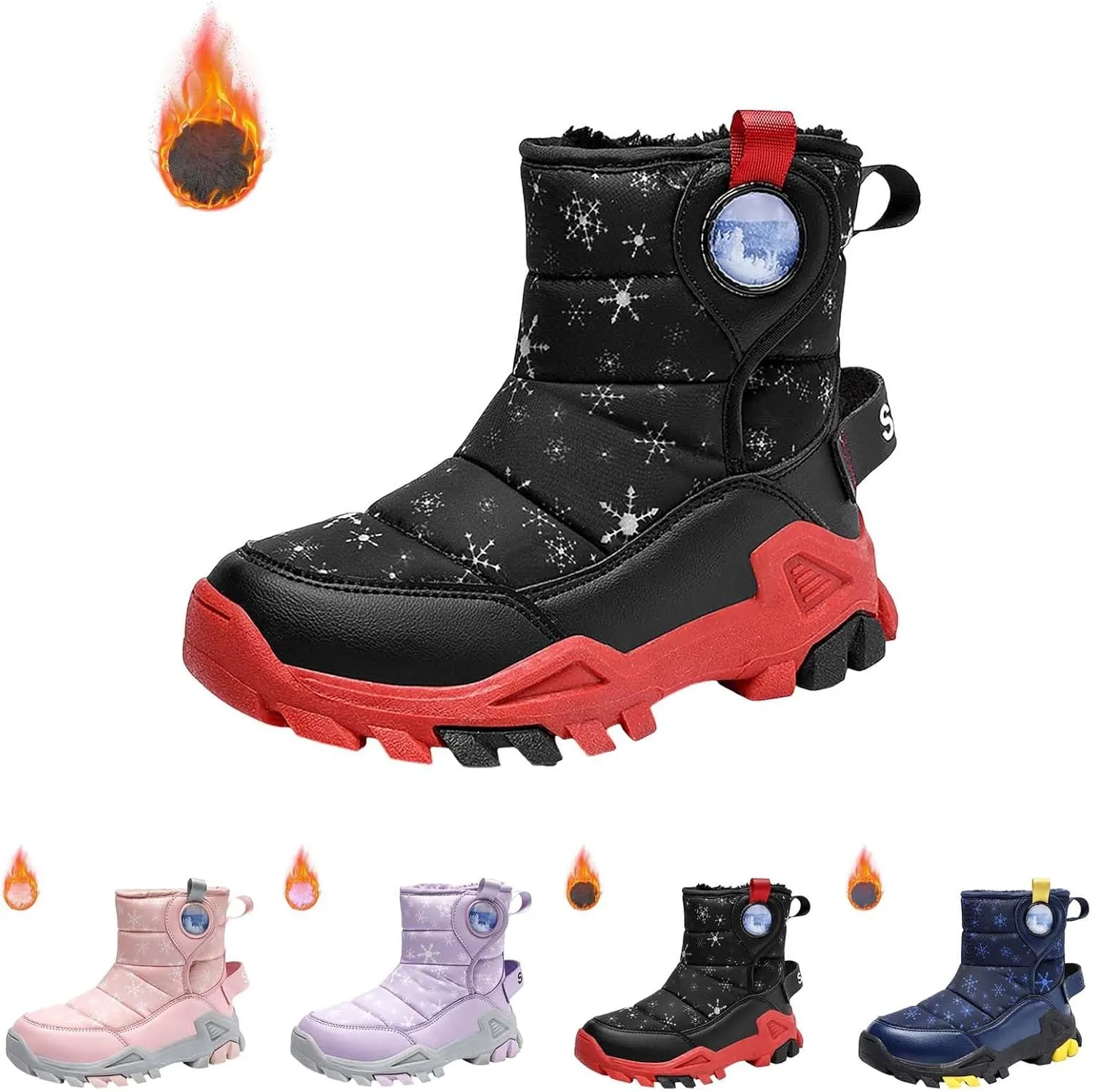 Girls Boys Snow Boots Outdoor Warm Comfortable Non Slip Mid Calf Padded Small Big Kids Winter Shoes Toddler Shoes Winter