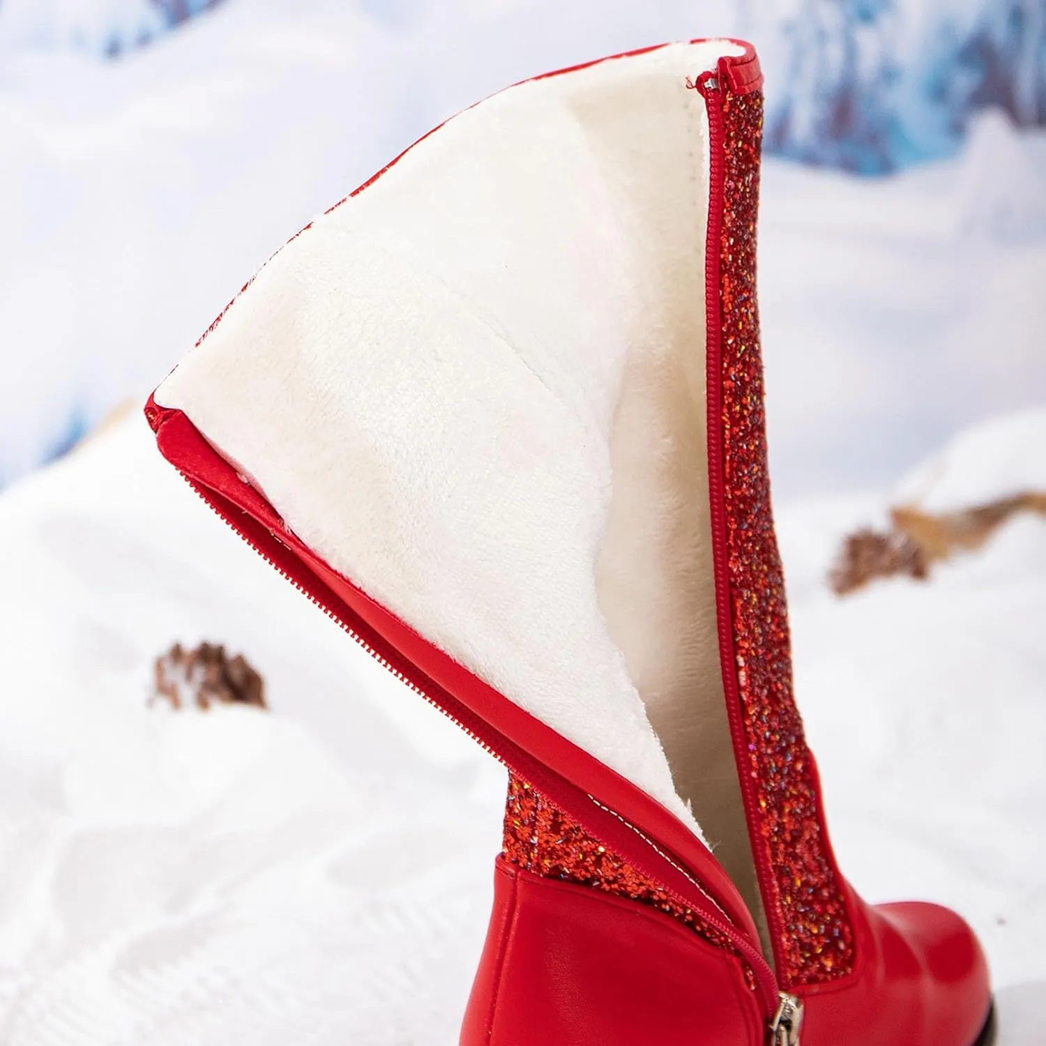 Girls Cowgirl Boots Mid Calf Square Toe Western Boot for Kids Glitter Cowboy Boots Party Snow Boots for Children Shoe