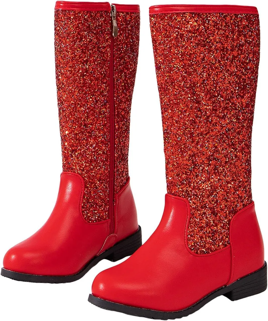 Girls Cowgirl Boots Mid Calf Square Toe Western Boot for Kids Glitter Cowboy Boots Party Snow Boots for Children Shoe