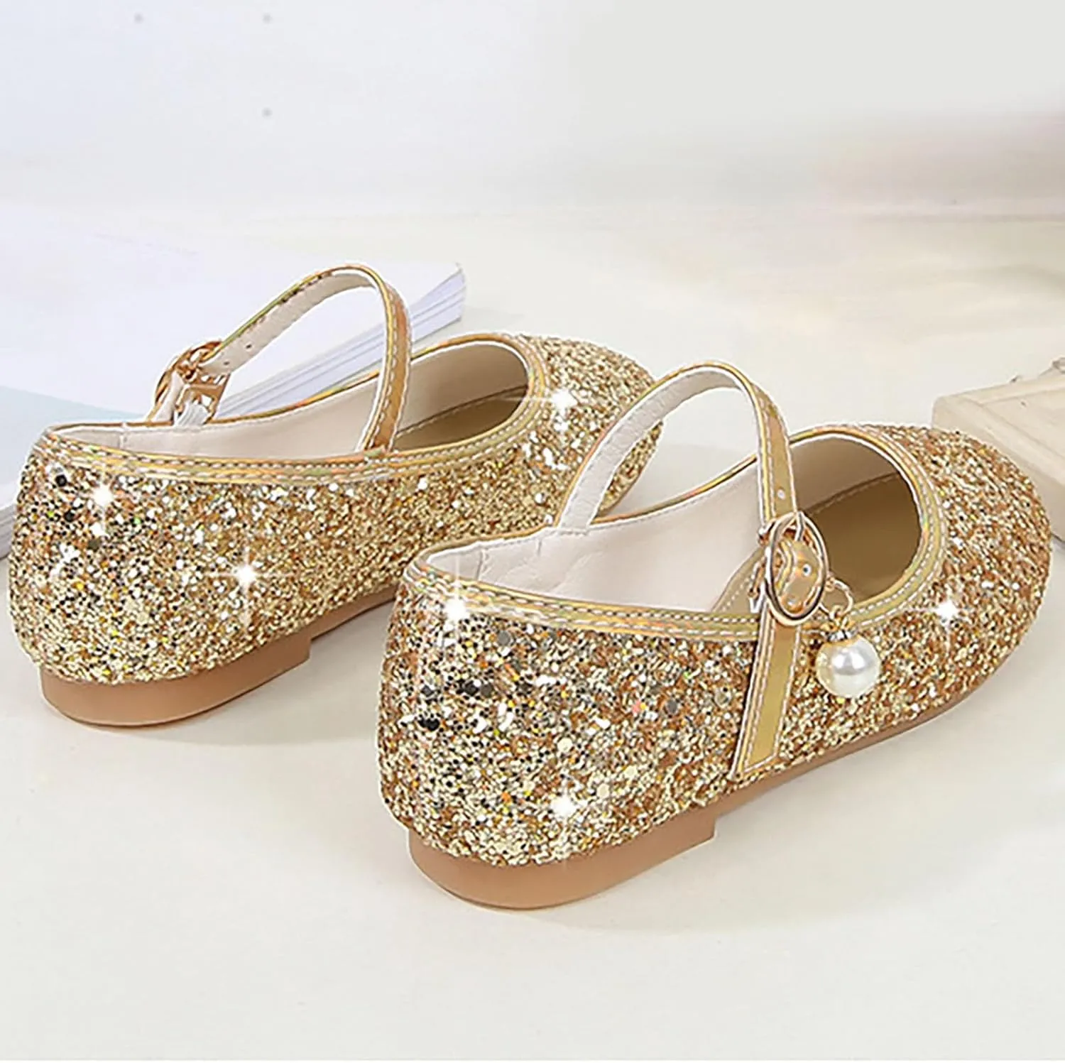Girls Glitter Princess Dress Shoes ??ow Heel ??ary Jane Birthday Wedding Christmas Part?? Holiday Celebration Shoes