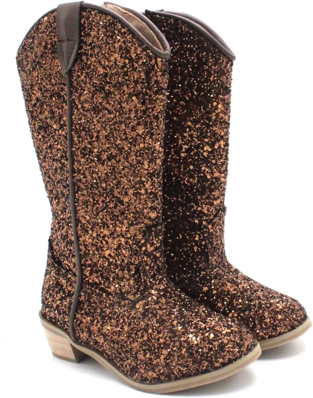 Girls Sequin Sparkly Cowboy Boots Kids ??hinestone Glitter Low Heel Wedding Dress Booties Western Girls Boots Wedge Heel