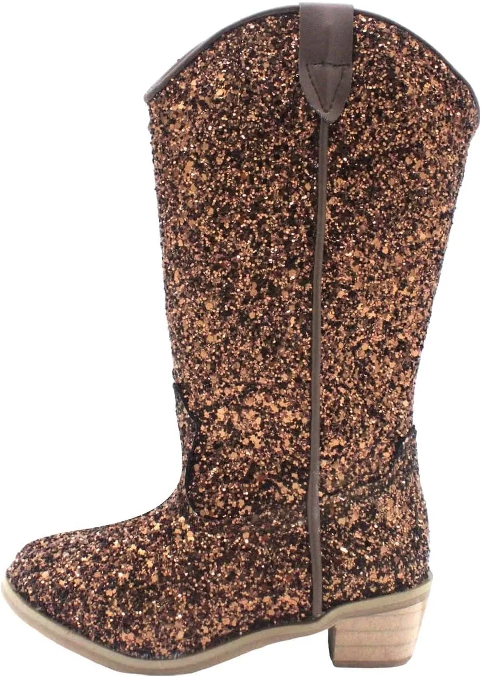 Girls Sequin Sparkly Cowboy Boots Kids ??hinestone Glitter Low Heel Wedding Dress Booties Western Girls Boots Wedge Heel
