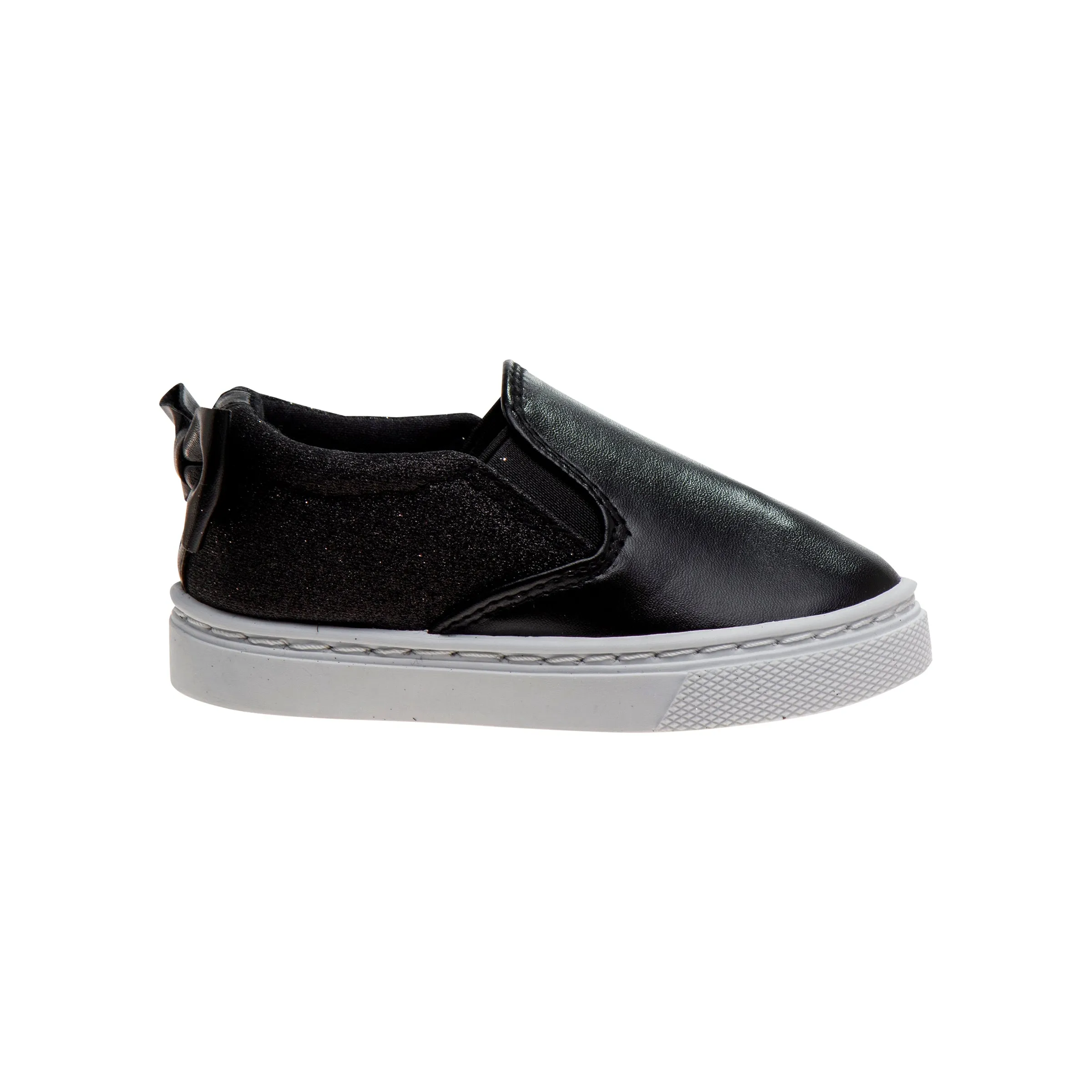 Girls Toddler Black & Glitter Bow Sneakers