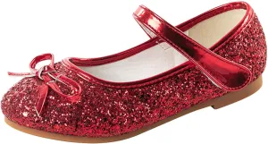 Girls Wedding Party Low Heel Flats Rhinestones Bow Ballet Glitter Mary Jane Shoes Shining Ankle Strap Flower Shoes