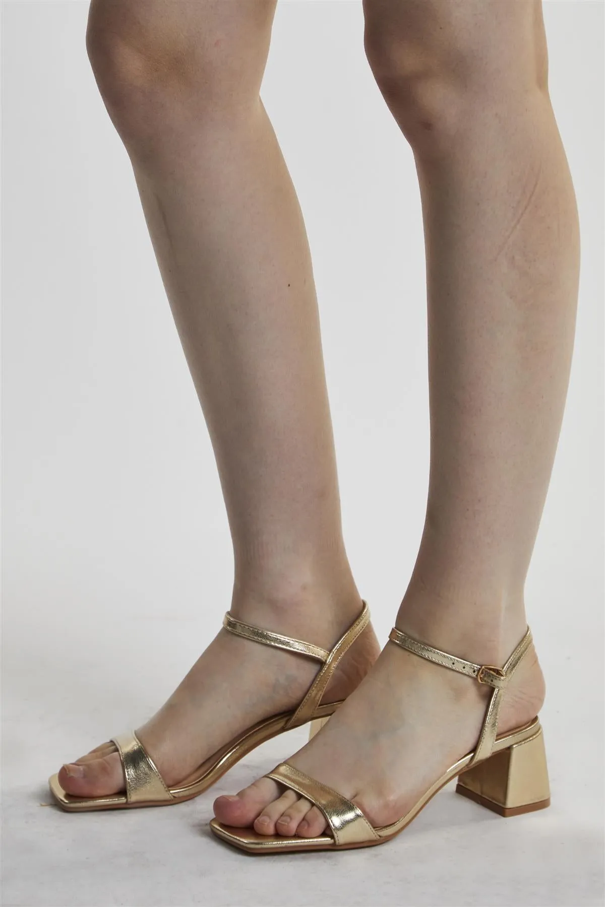 Gold Block-Heel Shoe