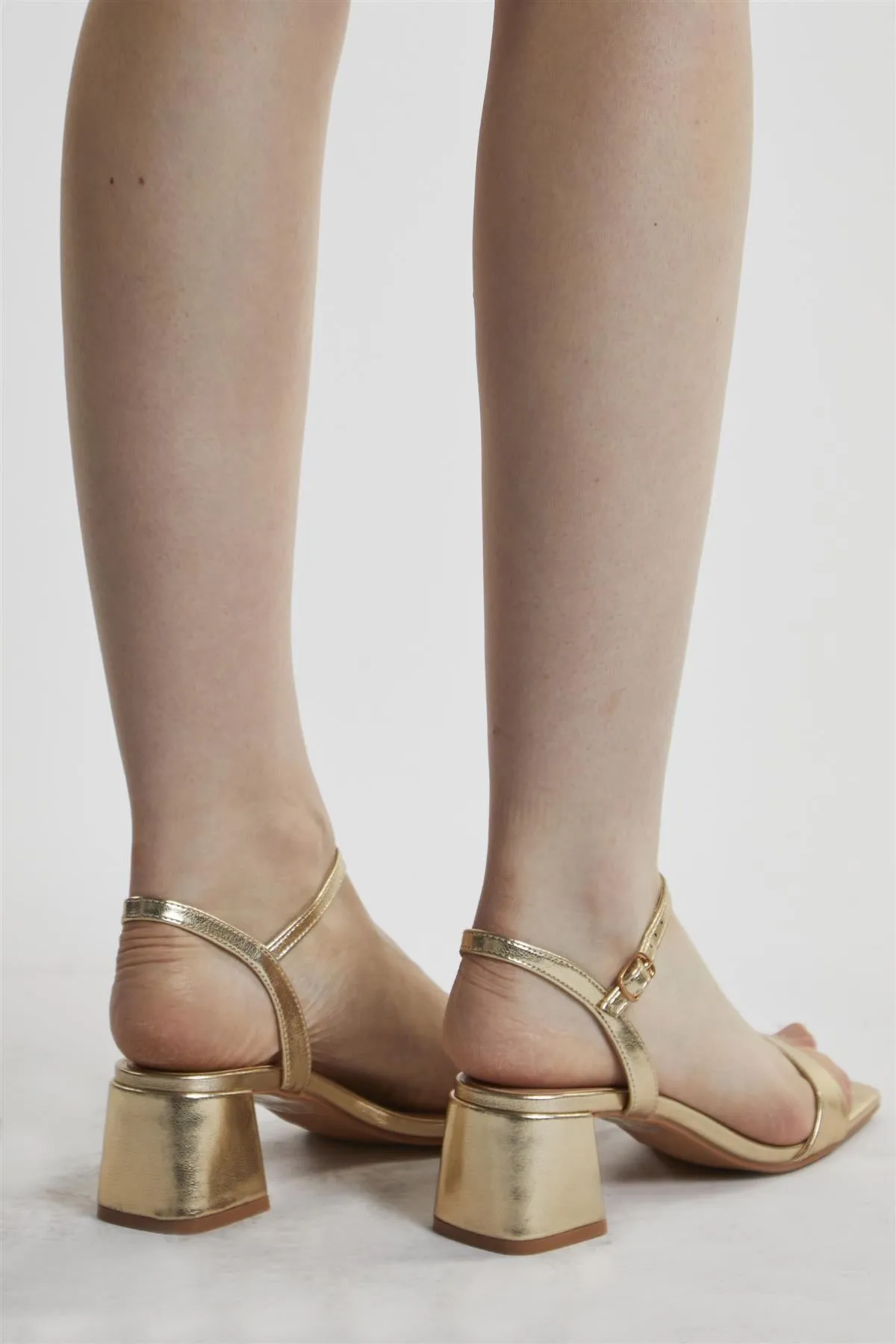Gold Block-Heel Shoe