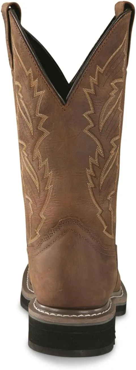 Guide Gear Men's Western Work 2.0 Pull-On Work Boots, Square Toe; Leather Uppers, Non-Slip Rubber Sole Shoes