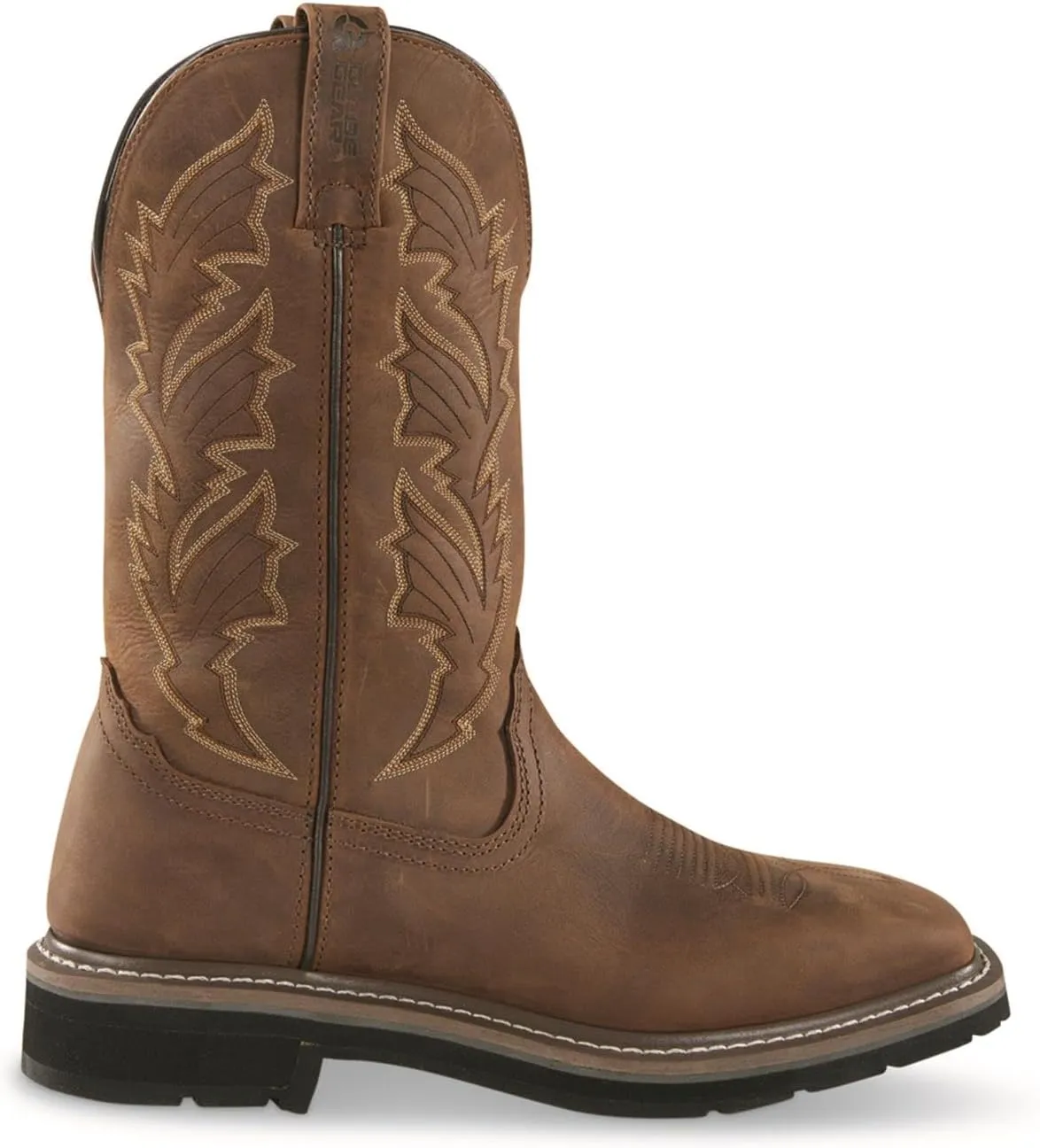 Guide Gear Men's Western Work 2.0 Pull-On Work Boots, Square Toe; Leather Uppers, Non-Slip Rubber Sole Shoes