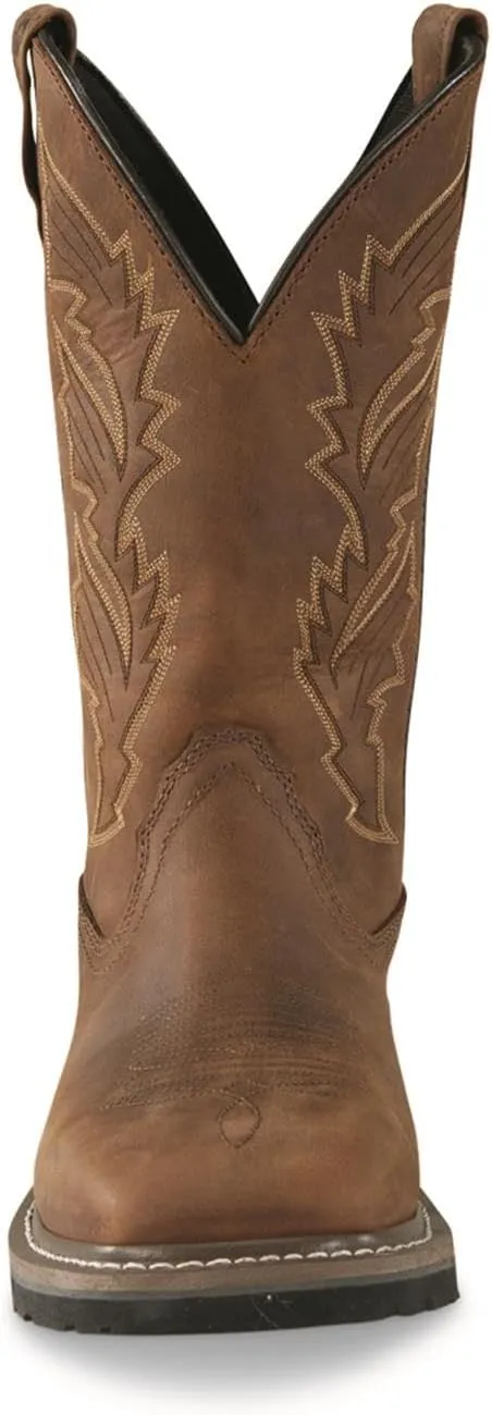 Guide Gear Men's Western Work 2.0 Pull-On Work Boots, Square Toe; Leather Uppers, Non-Slip Rubber Sole Shoes