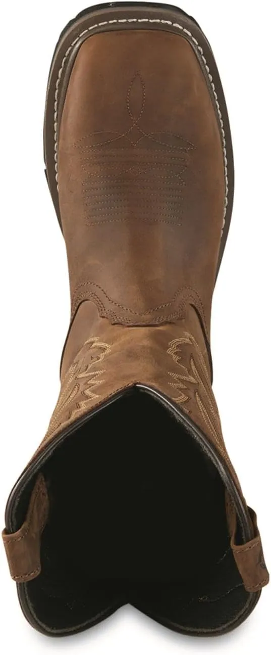 Guide Gear Men's Western Work 2.0 Pull-On Work Boots, Square Toe; Leather Uppers, Non-Slip Rubber Sole Shoes