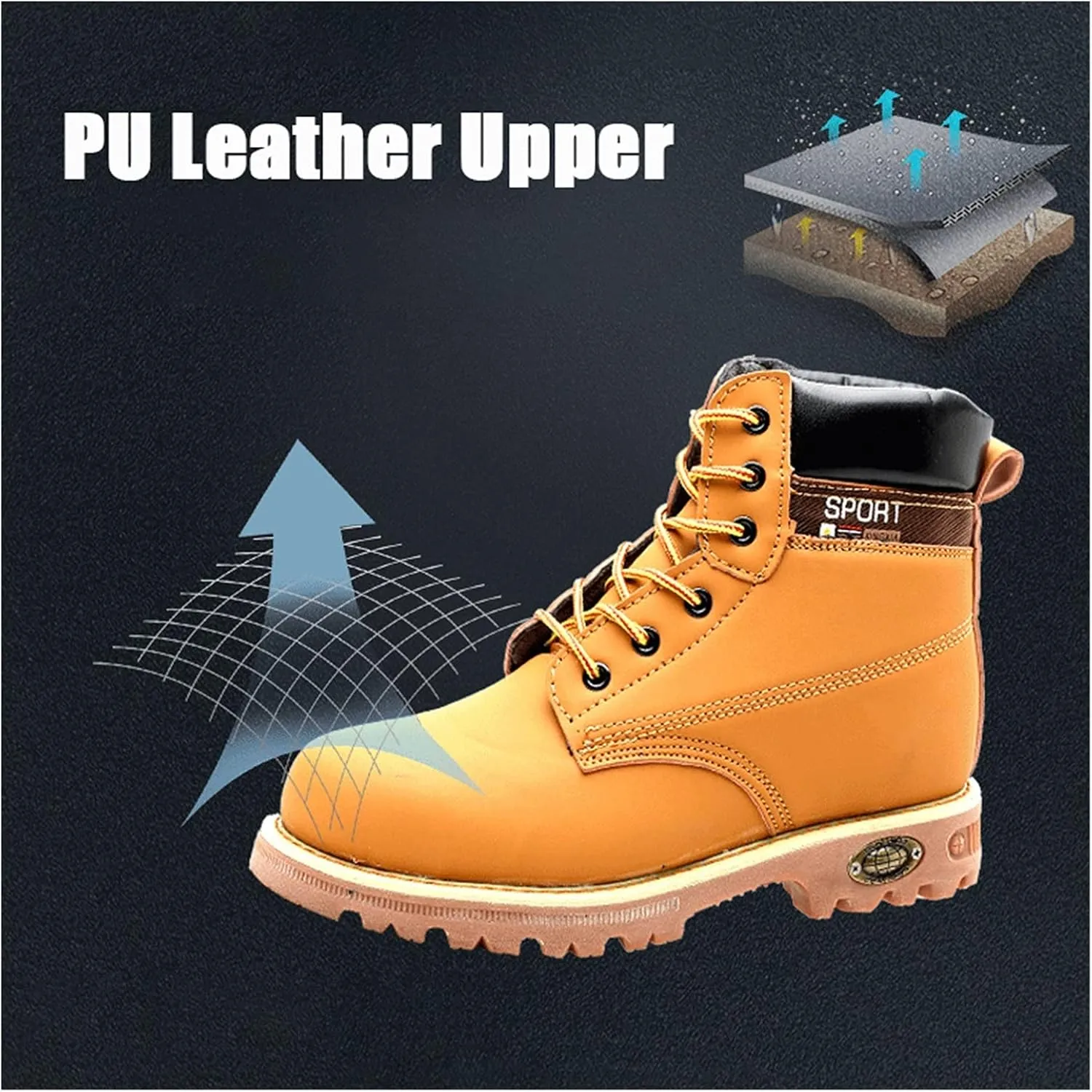 High Rise Hiking Boots, Outdoor Hiking Boots, Safety Workout Steel Toe Shose,high- top Leather Tactical Combat Boots, Breathable and Durable Trekking Ankle Boots, for Forestry Logging, Car Repair, FA