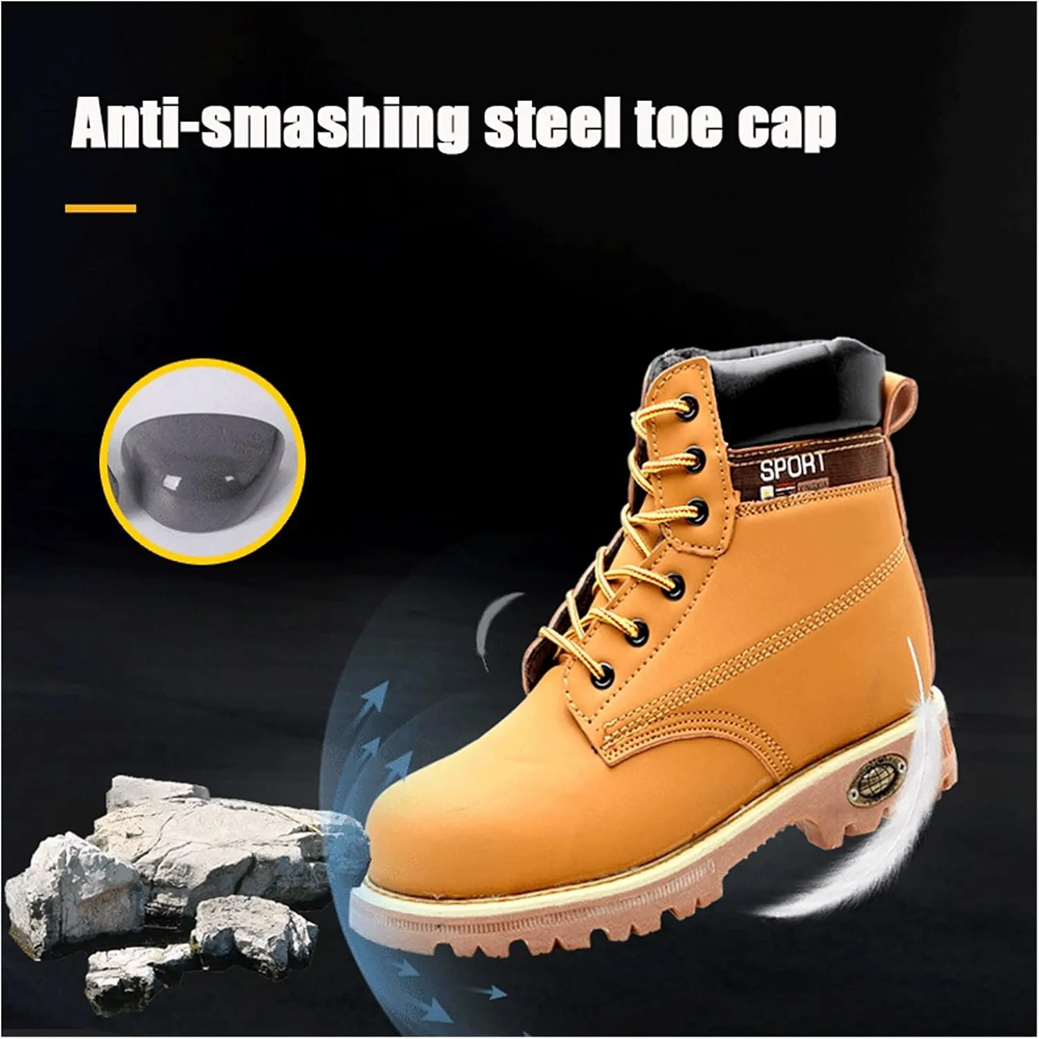 High Rise Hiking Boots, Outdoor Hiking Boots, Safety Workout Steel Toe Shose,high- top Leather Tactical Combat Boots, Breathable and Durable Trekking Ankle Boots, for Forestry Logging, Car Repair, FA