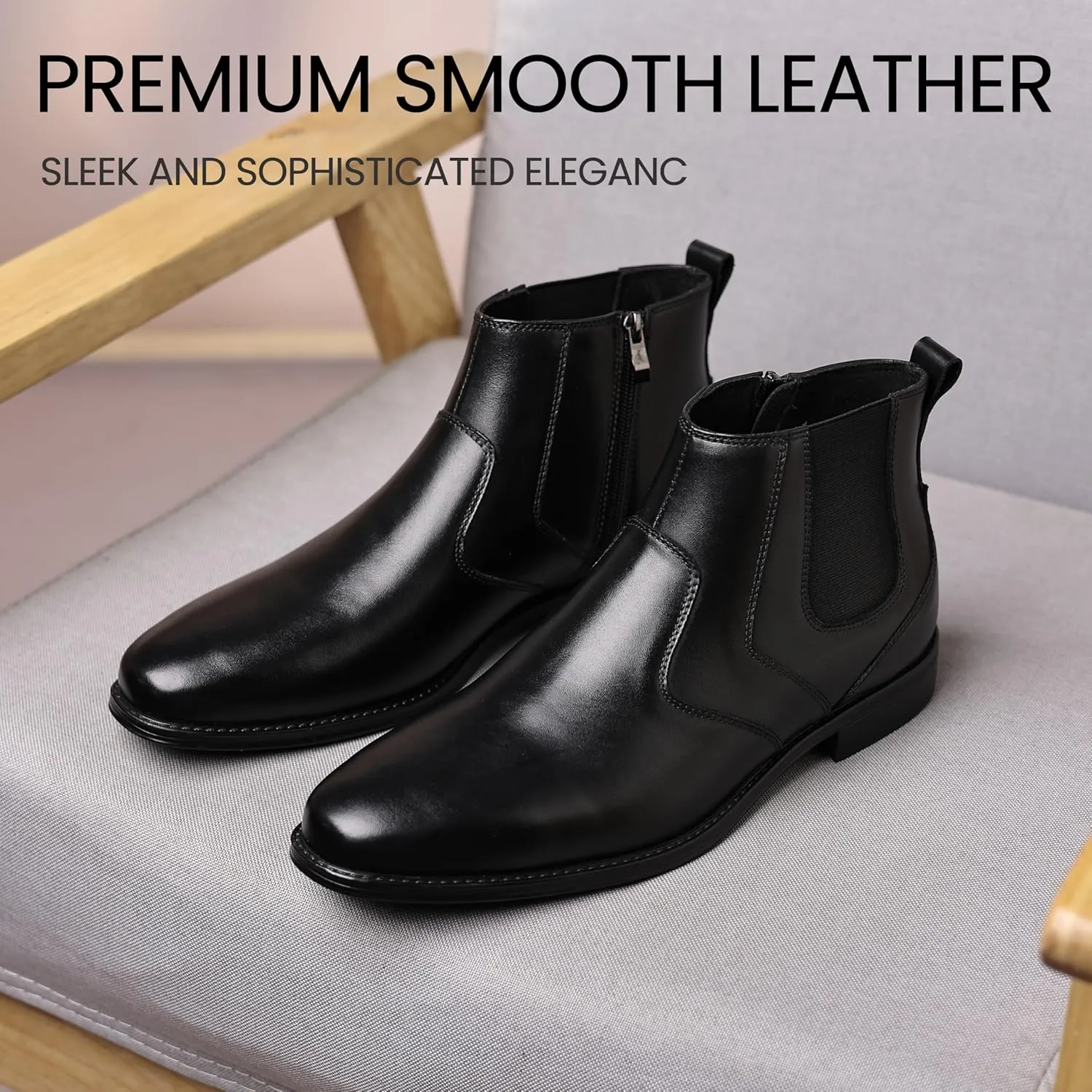 Holy dove Chelsea Boots Men ?C Genuine Leather,Chelsea Boots for Men with Side Zipper, Casual Slip-On Ankle Boots, Chukka & Oxford Style Dress Boots