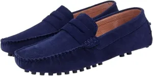 HOOENG Mens Shoe Men's Loafers Driving Penny Loafers Simple Solid Colors Suede Vamp Comfortable Flat Heel Resistant Lightweight Prom Slip On (Color : Blue, Size : 7)