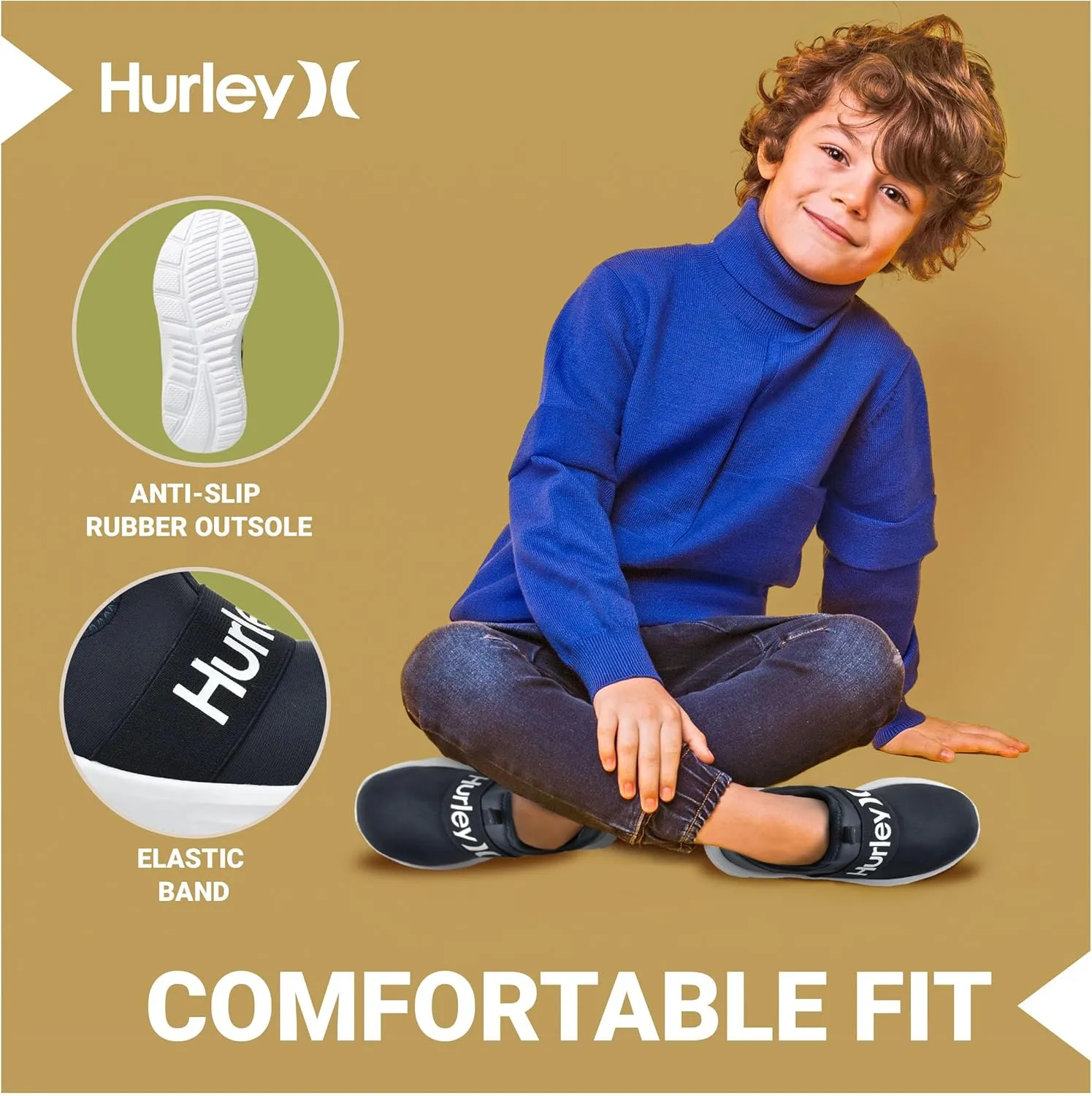 Hurley Camby Kids Slip On Canvas Sneakers ?C Low Cut Skateboarding Shoes for Kids, Running, Walking, Breathable Sports Shoes for Boys and Girls