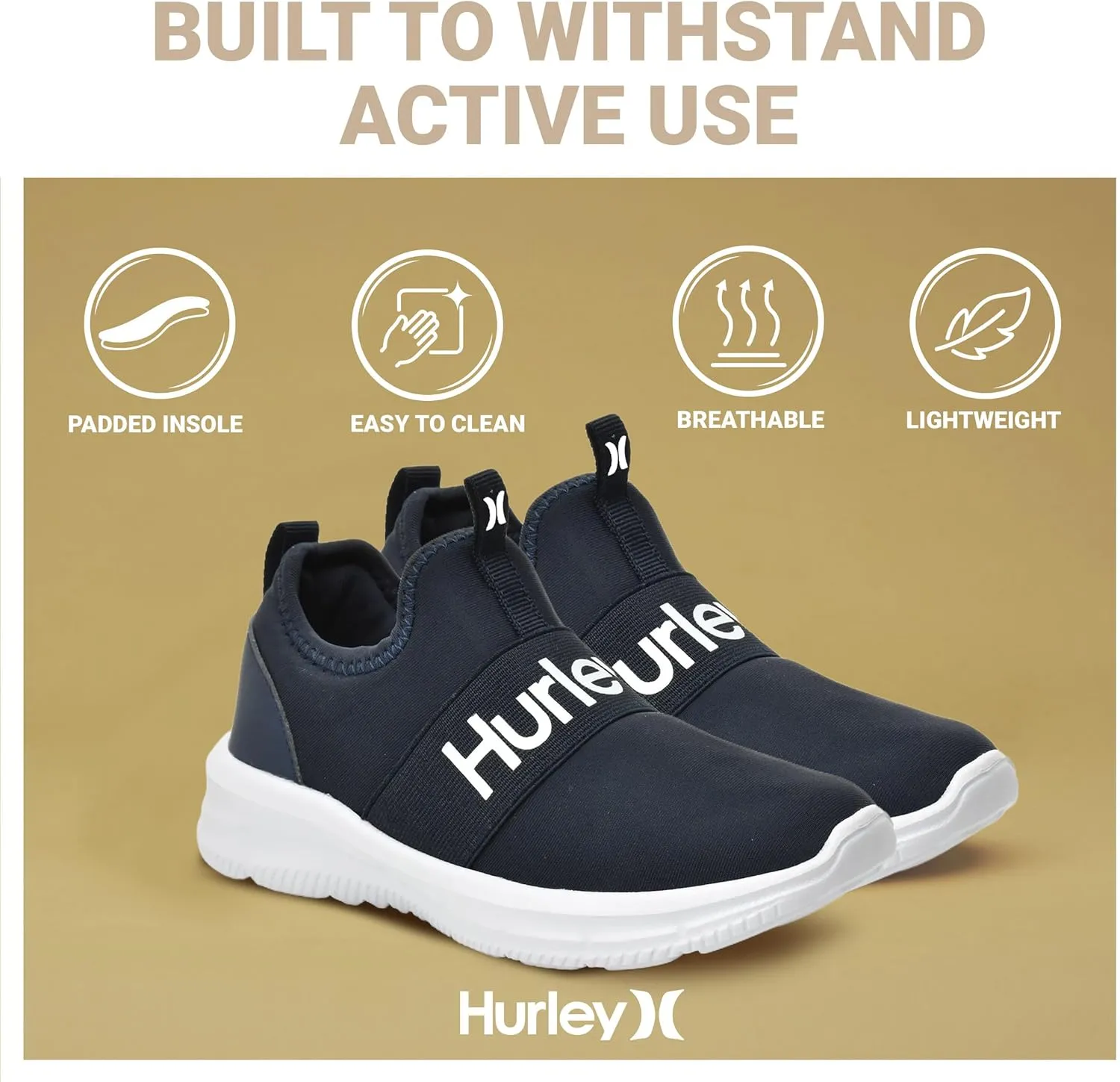 Hurley Camby Kids Slip On Canvas Sneakers ?C Low Cut Skateboarding Shoes for Kids, Running, Walking, Breathable Sports Shoes for Boys and Girls