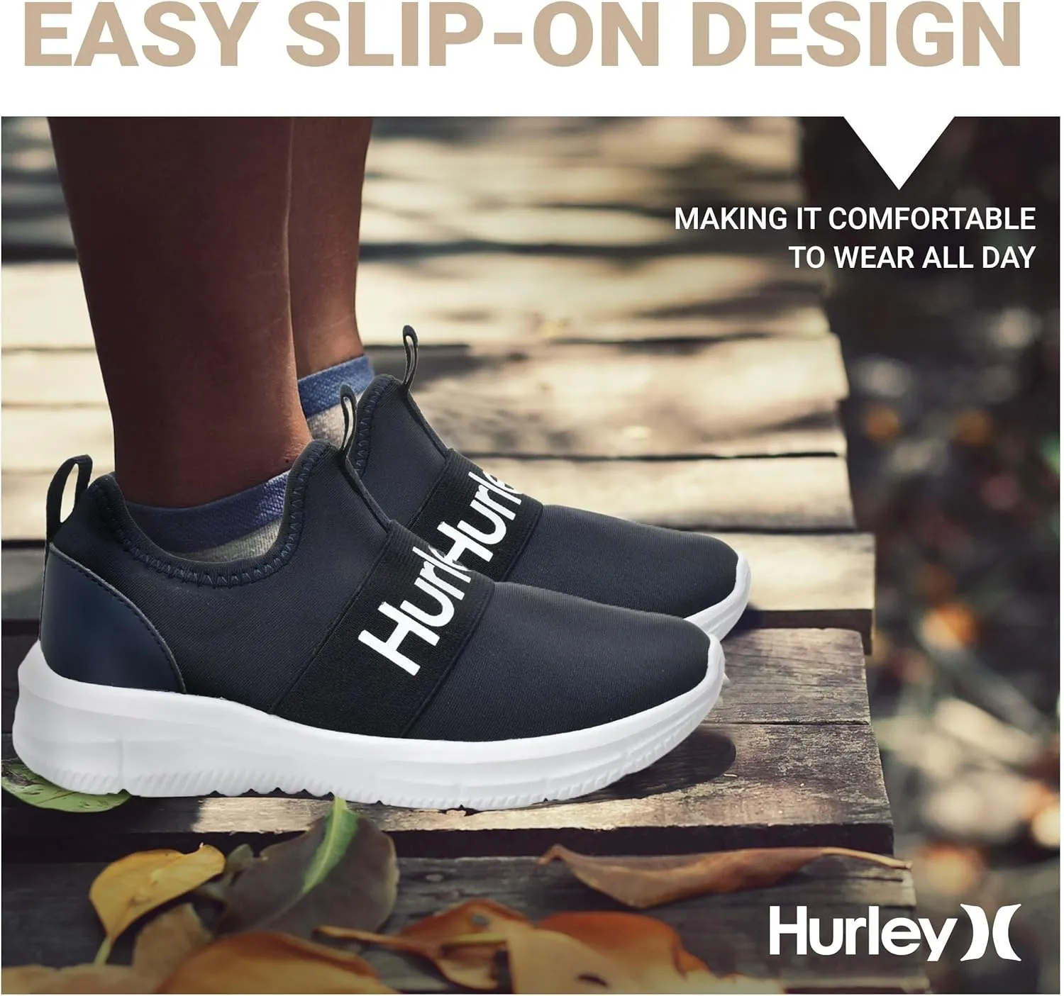 Hurley Camby Kids Slip On Canvas Sneakers ?C Low Cut Skateboarding Shoes for Kids, Running, Walking, Breathable Sports Shoes for Boys and Girls