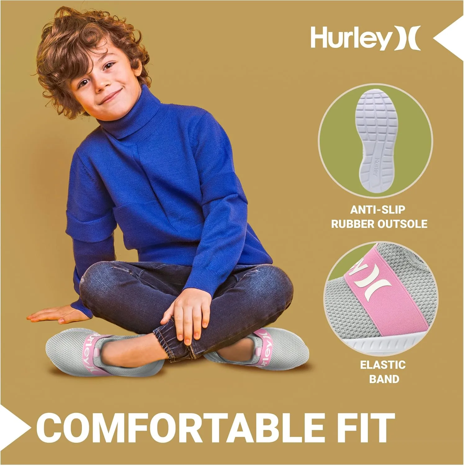 Hurley Camby Kids Slip On Canvas Sneakers ??Low Cut Skateboarding Shoes for Kids, Running, Walking, Breathable Sports Shoes for Boys and Girls