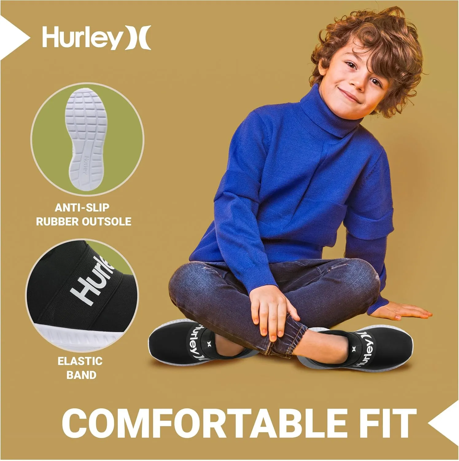 Hurley Camby Kids Slip On Canvas Sneakers ??Low Cut Skateboarding Shoes for Kids, Running, Walking, Breathable Sports Shoes for Boys and Girls
