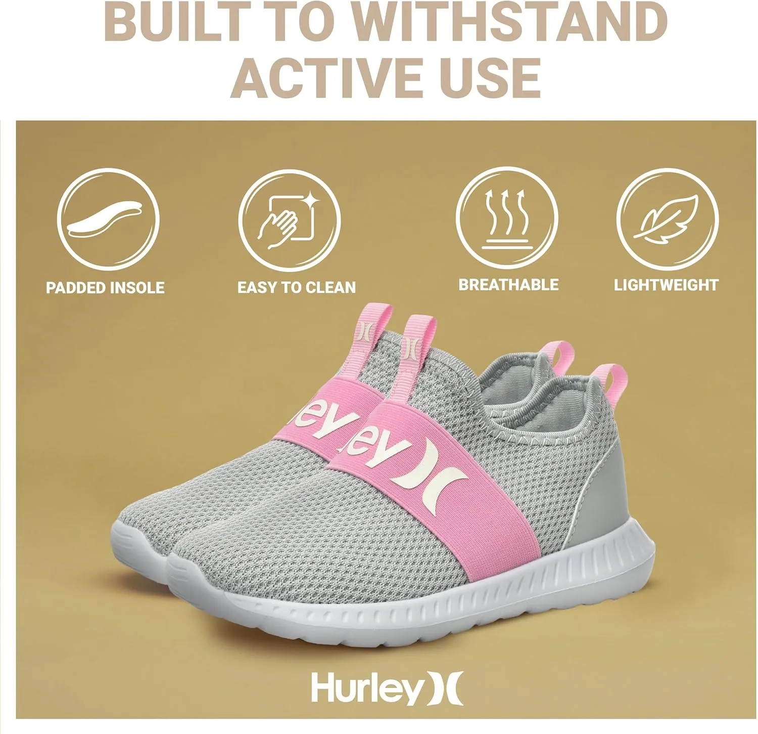 Hurley Camby Kids Slip On Canvas Sneakers ??Low Cut Skateboarding Shoes for Kids, Running, Walking, Breathable Sports Shoes for Boys and Girls