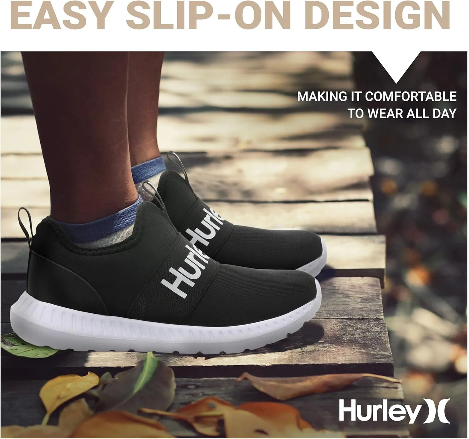 Hurley Camby Kids Slip On Canvas Sneakers ??Low Cut Skateboarding Shoes for Kids, Running, Walking, Breathable Sports Shoes for Boys and Girls