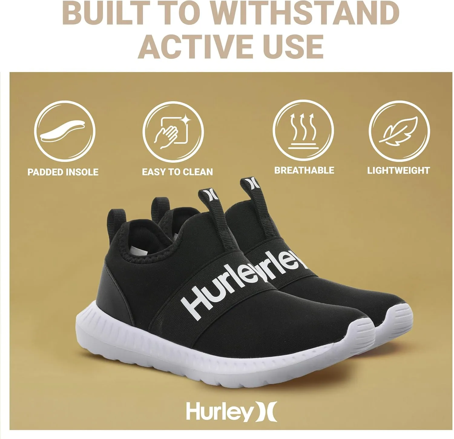 Hurley Camby Kids Slip On Canvas Sneakers ??Low Cut Skateboarding Shoes for Kids, Running, Walking, Breathable Sports Shoes for Boys and Girls