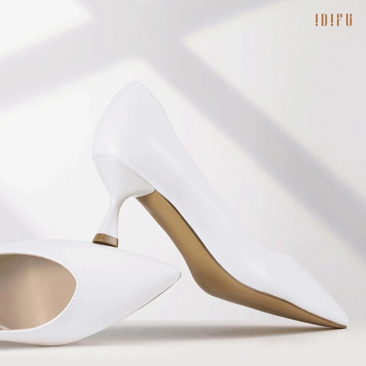 IDIFU IN3 Women's Pumps Kitten Closed Toe Heels Low Pointed Toe Heels Wedding Bridal Office Formal Work Prom Dress Shoes for Women Comfortable Dressy Trendy Cute Pumps Shoes