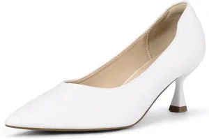 IDIFU IN3 Women's Pumps Kitten Closed Toe Heels Low Pointed Toe Heels Wedding Bridal Office Formal Work Prom Dress Shoes for Women Comfortable Dressy Trendy Cute Pumps Shoes