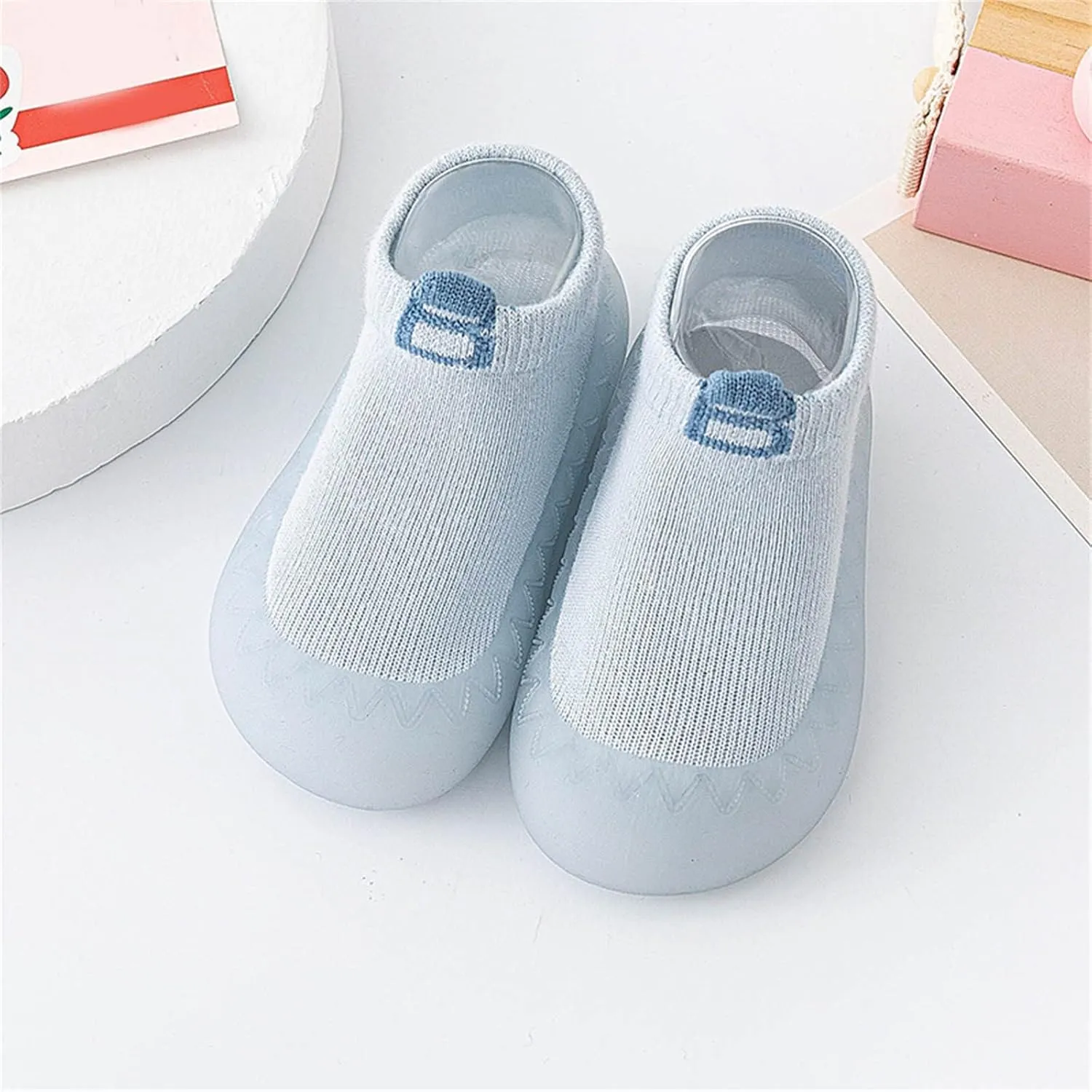 Infant Boys Girls Socks Shoes Toddler Fleece WarmThe Floor Socks Non Slip Prewalker Shoes Boys Slip Shoes