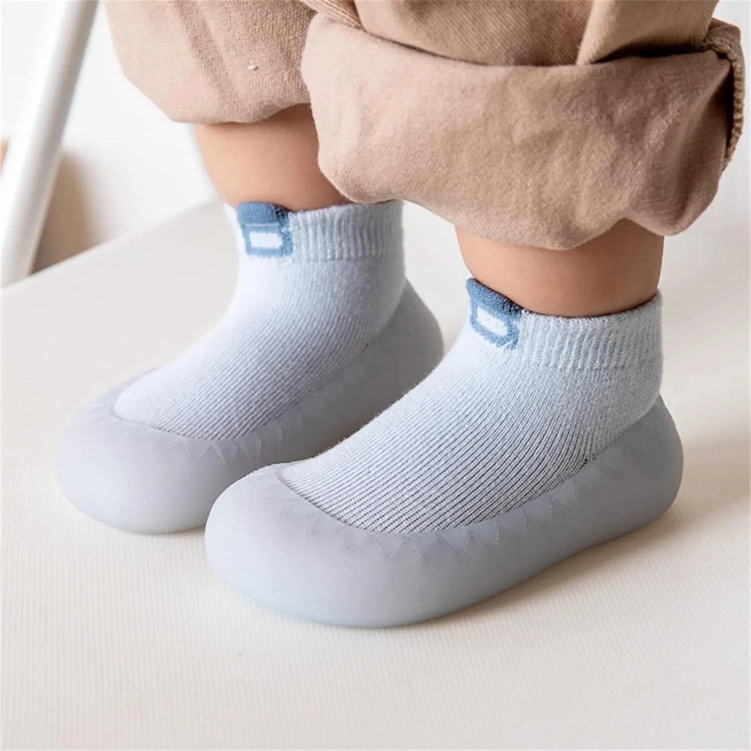 Infant Boys Girls Socks Shoes Toddler Fleece WarmThe Floor Socks Non Slip Prewalker Shoes Boys Slip Shoes