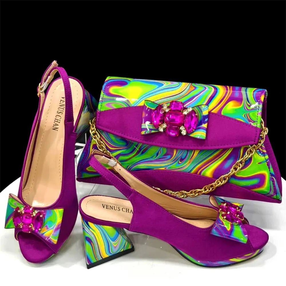 Italian Rhinestone Shoes and Bag Set for Summer Parties 2024