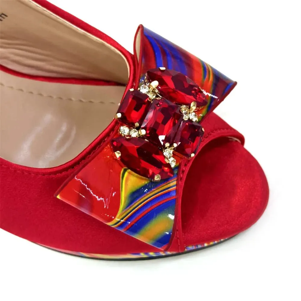 Italian Rhinestone Shoes and Bag Set for Summer Parties 2024