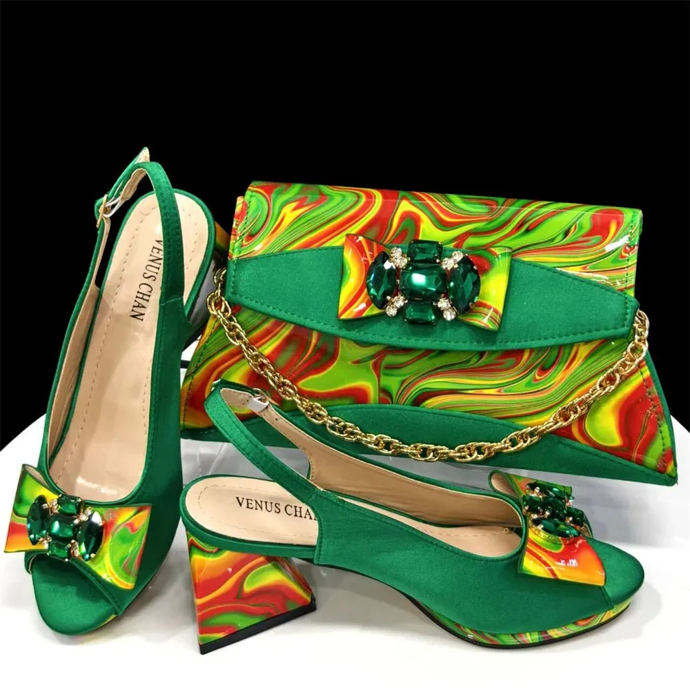 Italian Rhinestone Shoes and Bag Set for Summer Parties 2024