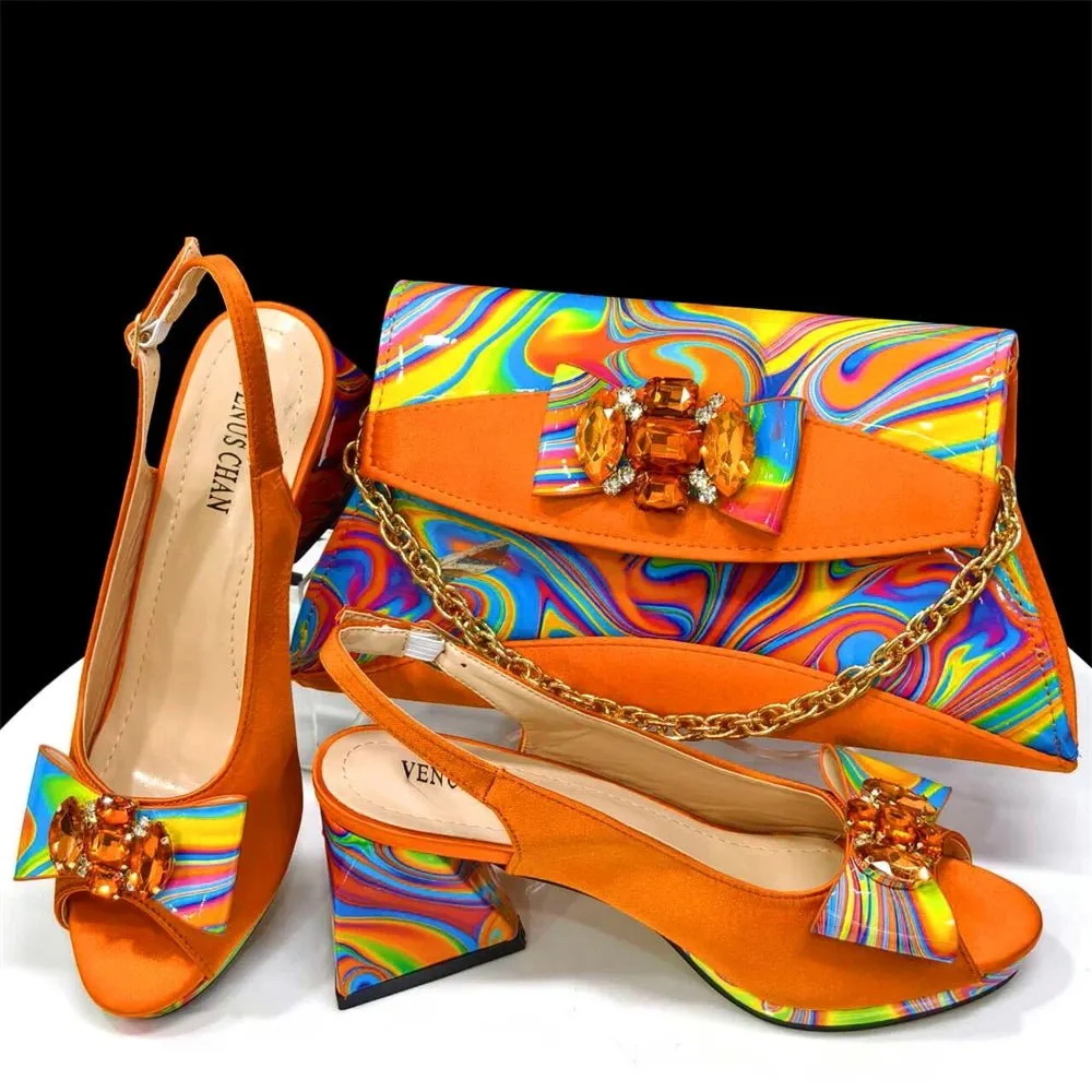 Italian Rhinestone Shoes and Bag Set for Summer Parties 2024