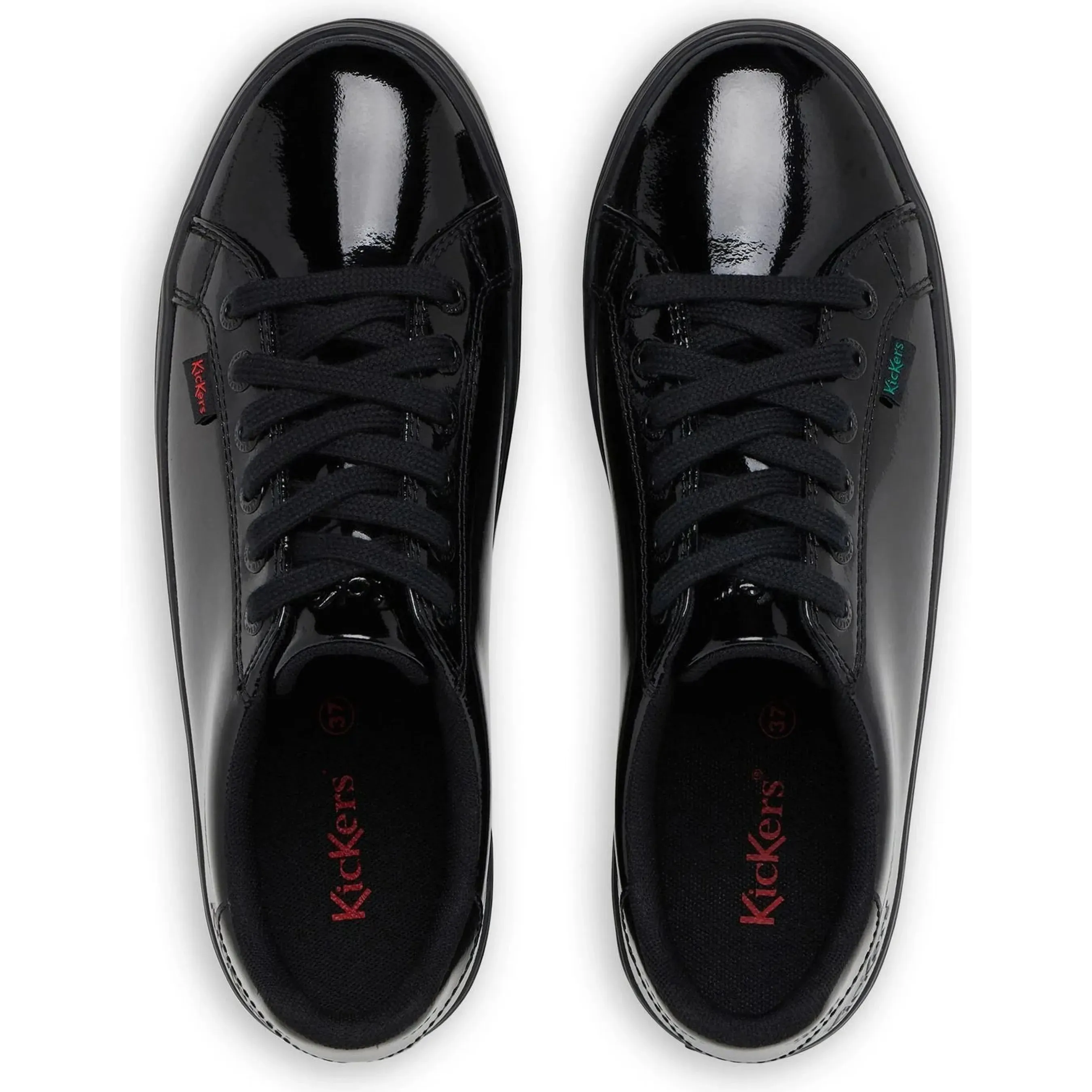 Kickers Tovni Stack BLACK  Patent Leather Lace Up Shoes