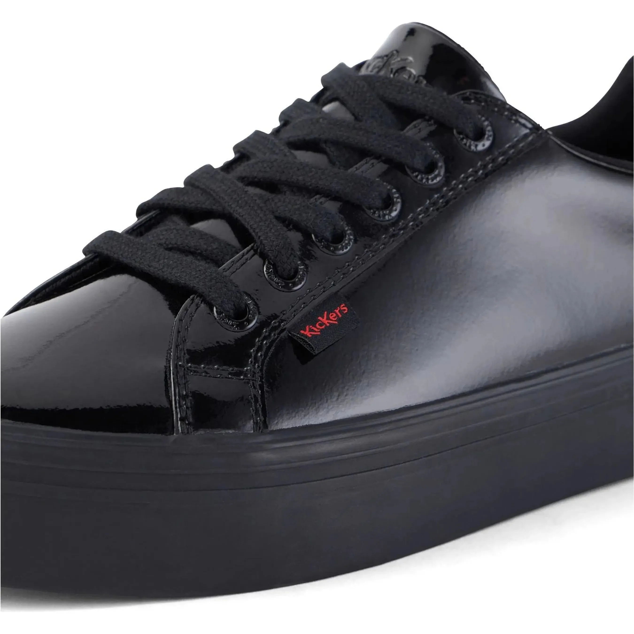 Kickers Tovni Stack BLACK  Patent Leather Lace Up Shoes
