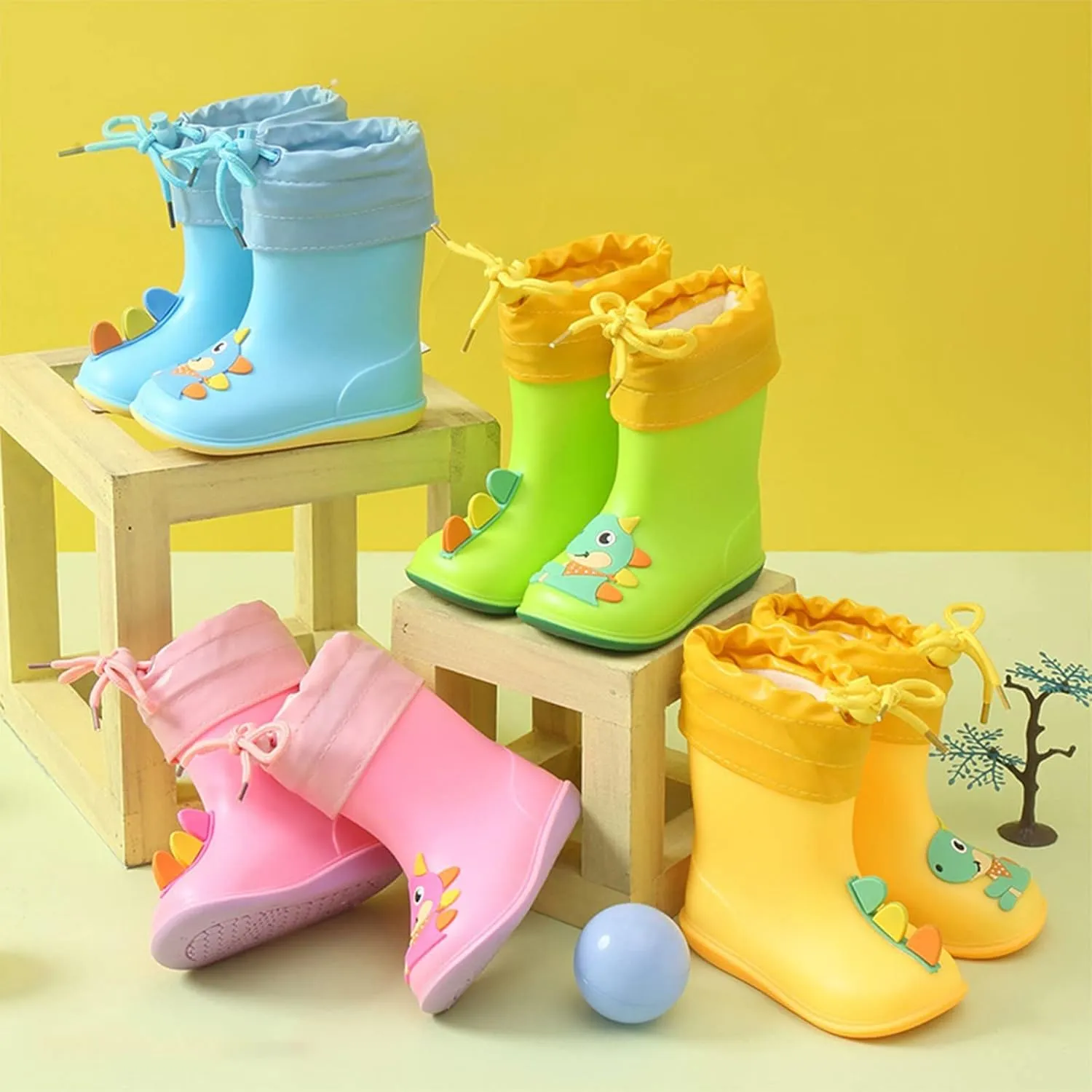 Kids Rain Boots Glitter Boys Girls Easy-on Handles Sparkly Waterproof Boots Outdoor Playing Rain Boot Unisex-Child