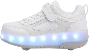 Kids Roller Shoes with Wheels Rechargeable LED Sneaker for Christmas Birthday Kids Gift Size 4.5 Big Kid