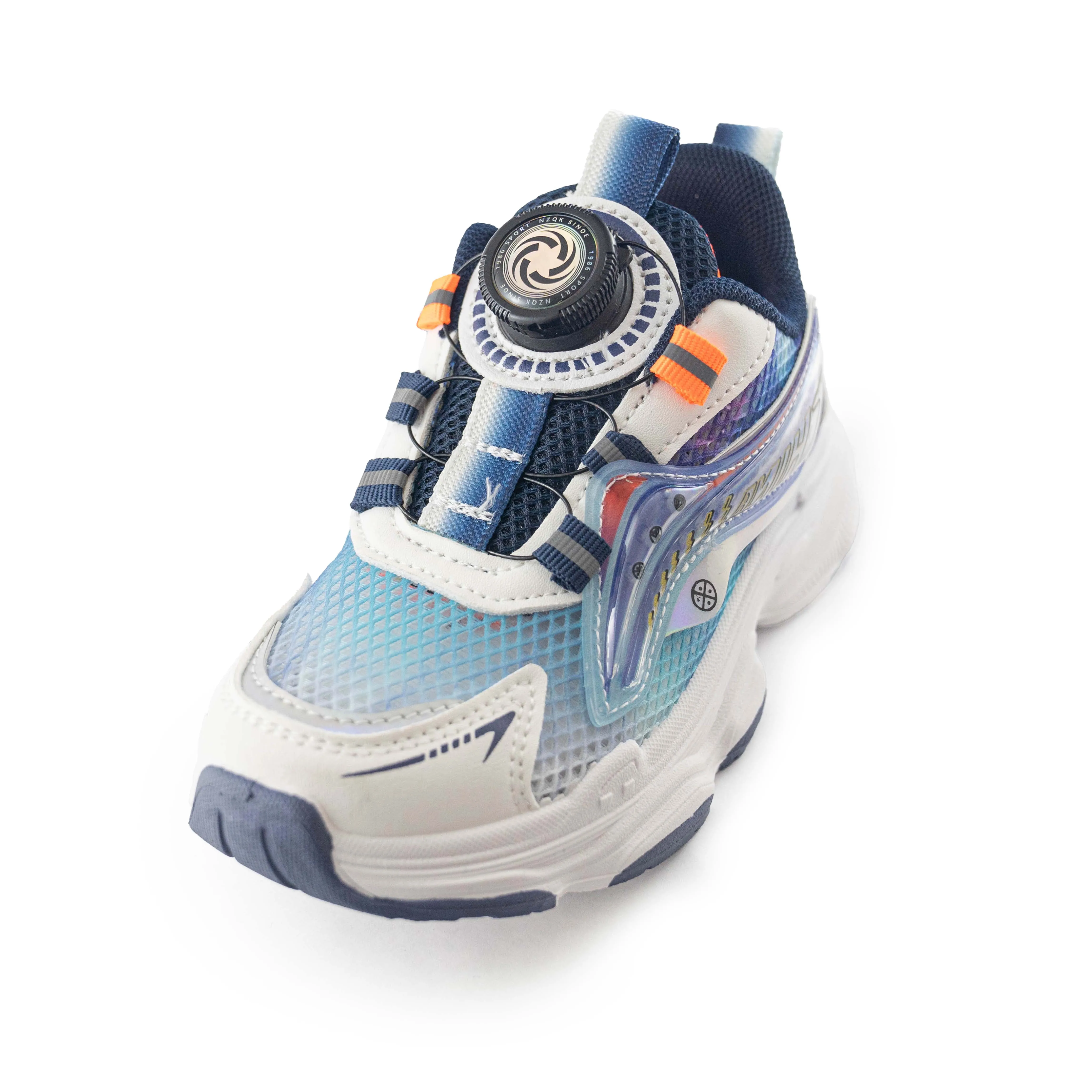 Kid's Rotary buckle Sneakers - Orange/Blue/White