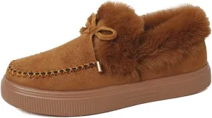 Ladmiple Snow Boots For Women Wide Faux Fur Lined Slip On Winter Warm Ankle Booties Fashion Thickening Outdoor Walking Shoes