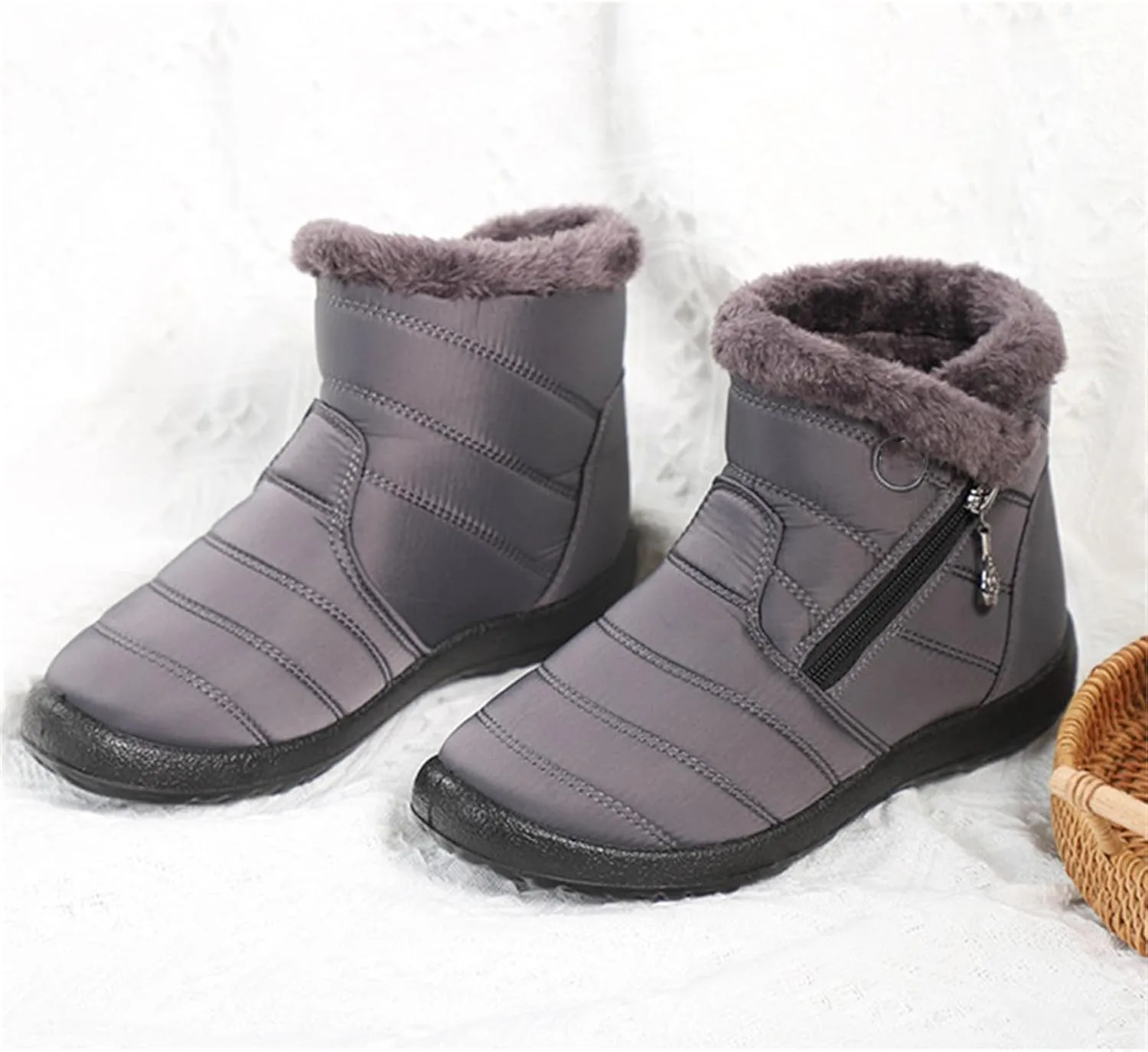 Ladmiple Winter Boots For Women Waterproof Snow Non Slip Warm Fur Lined Ankle Booties Outdoor Comfortable Walking Shoes