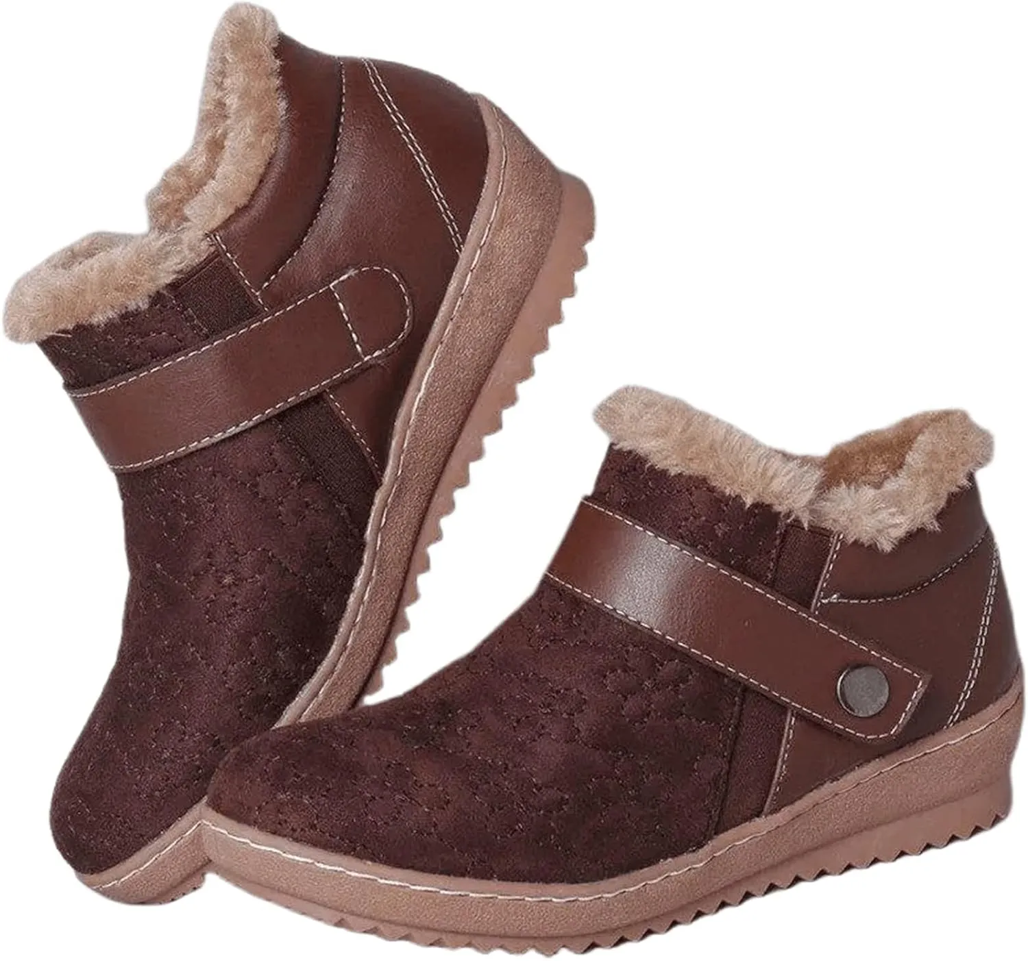 Ladmiple Womens Snow Boots Warm Ankle Booties Comfortable Lace Up Outdoor Fur Lined Walking Winter Shoes Combat Boots
