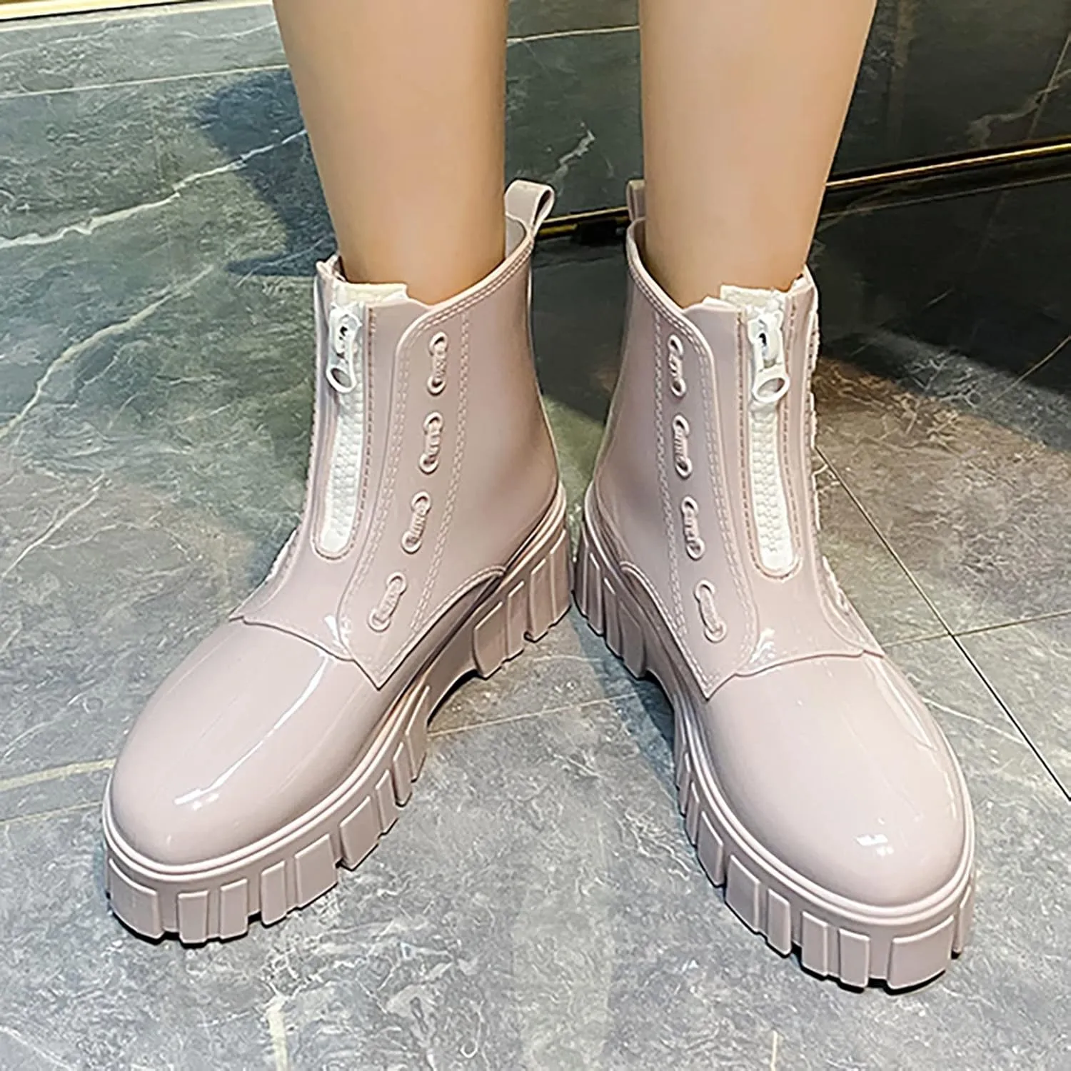 Lady Shoes Punk Style Snow Boots Women Non Slip Fleece Socks Inside Rain Boots Outdoor Rubber Water Shoes 12 Women Boots
