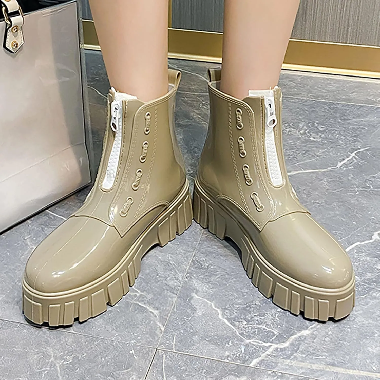 Lady Shoes Punk Style Snow Boots Women Non Slip Fleece Socks Inside Rain Boots Outdoor Rubber Water Shoes 12 Women Boots
