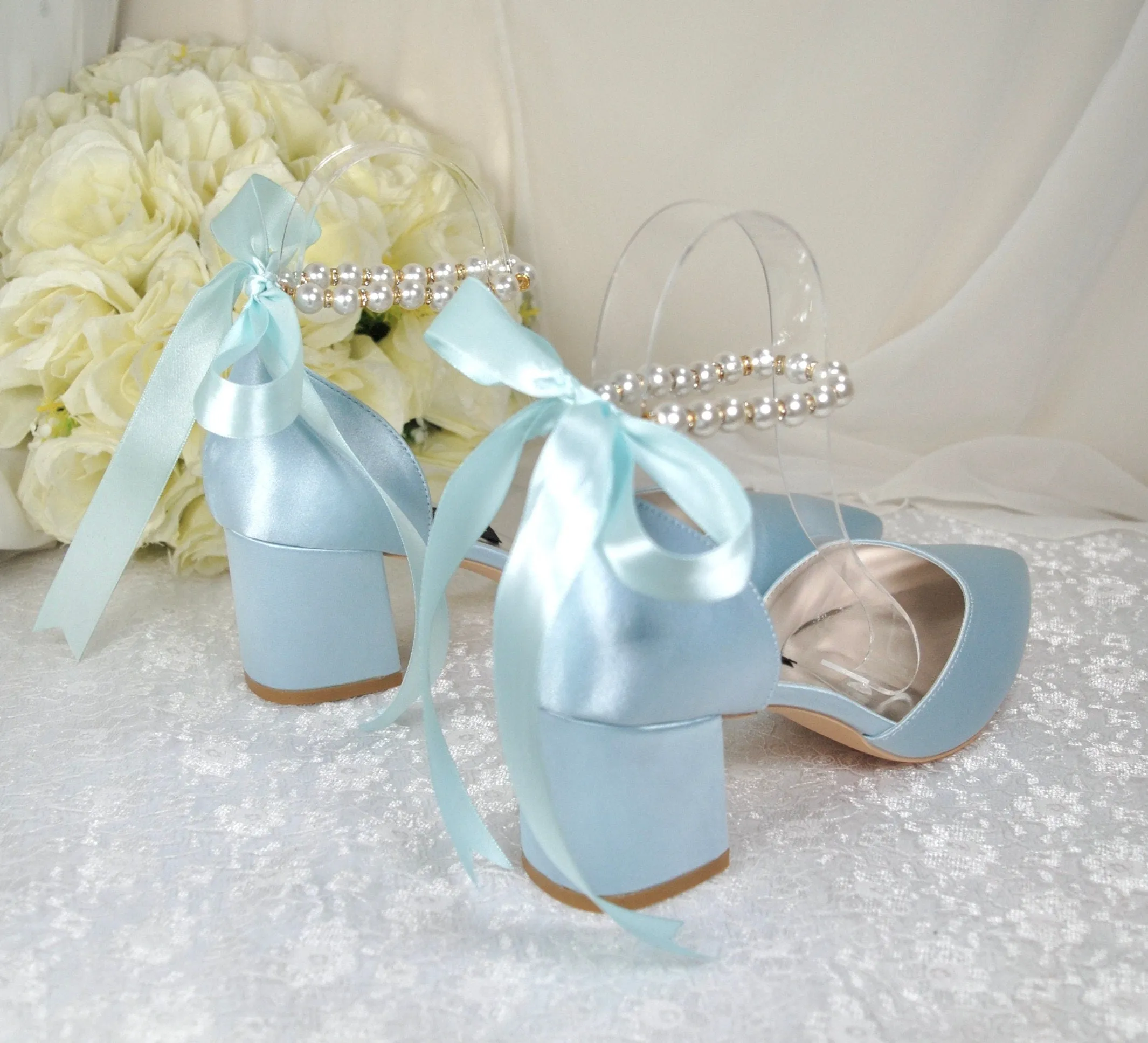 Light Blue Satin Bridal Shoes