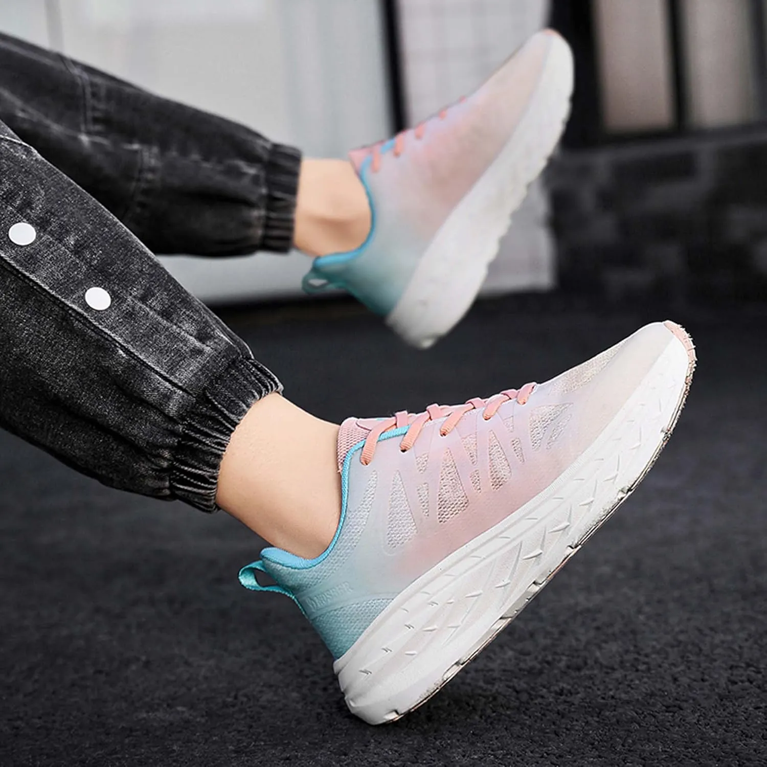 Mens and Womens Low Top Lace Up Marathon Running Shoes Non Slip and Breathable Basketball Sneakers Badminton Competition Shoes High Jump Sneakers Hurdle Sneakers