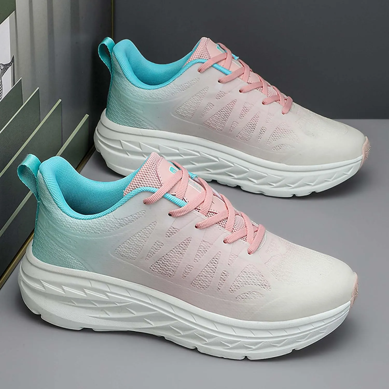 Mens and Womens Low Top Lace Up Marathon Running Shoes Non Slip and Breathable Basketball Sneakers Badminton Competition Shoes High Jump Sneakers Hurdle Sneakers